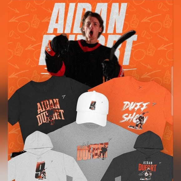 Aiden Dufort Orange Graphic Hockey T-shirt "Duff Show" - Picture 4 of 4